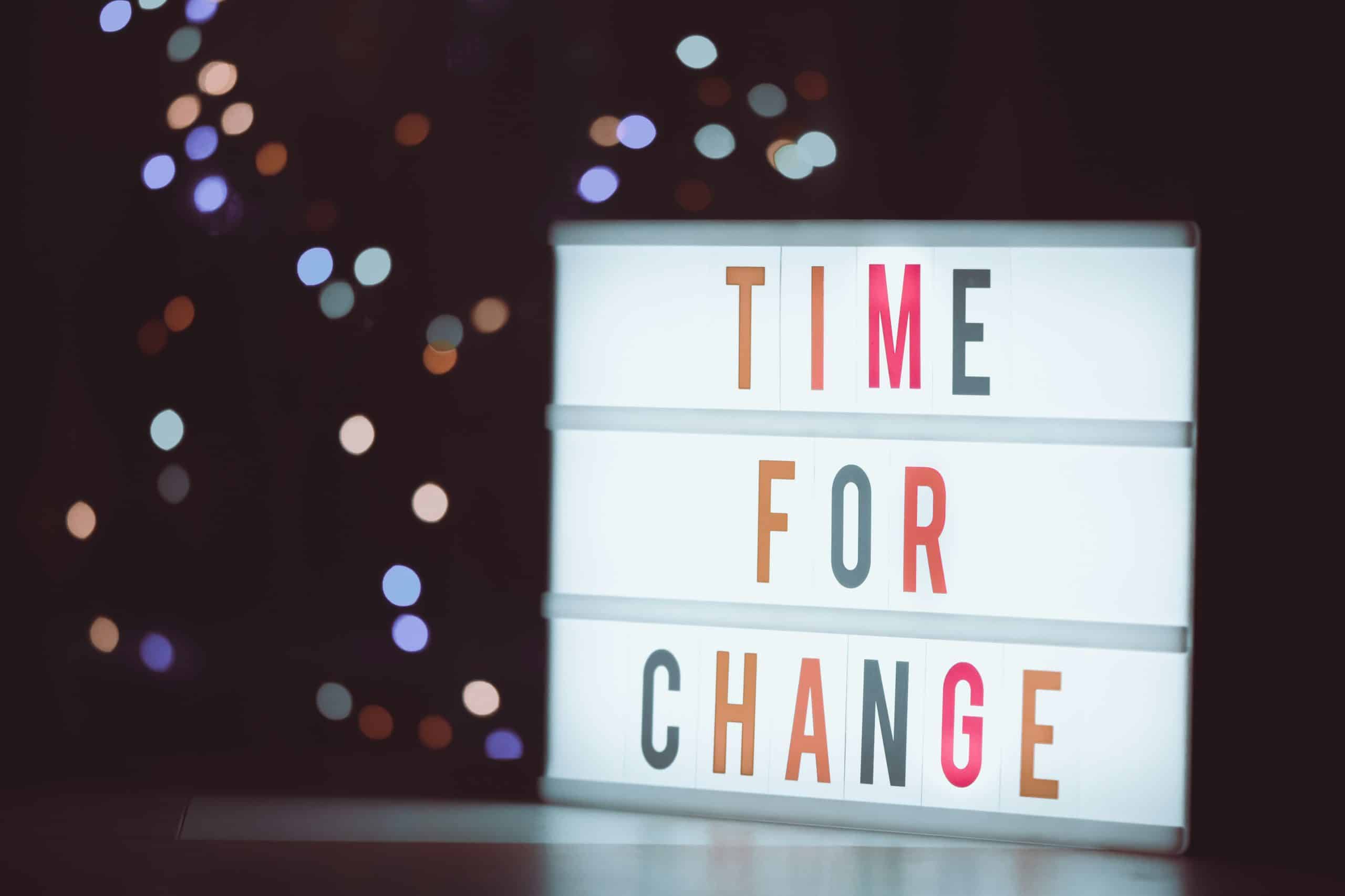 Lightbox with message 'Time for Change' for addiction recovery support.